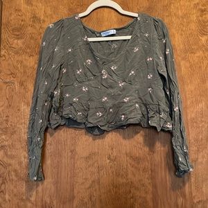 Medium green flora blouse